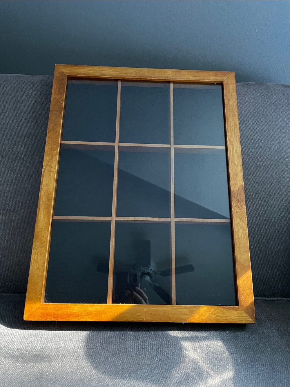 Shadow Box Wood Grid Wall Display Frame in Brown.